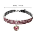thumbnail image 2 of Rhinestone Stretch Pet Collar, Cat Dog Necklace, Three Rows Love Pendants, Adjustable, Sparkly, for Parties/Holidays, 2 of 3