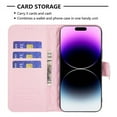 thumbnail image 3 of iPhone 14 Pro Max Wallet Case Premium Handmade PU Leather Phone Case Card Slots Magnetic Closure Zipper Pocket Kickstand Flip Case with Hand Strap for iPhone 14 - Pink, 3 of 5