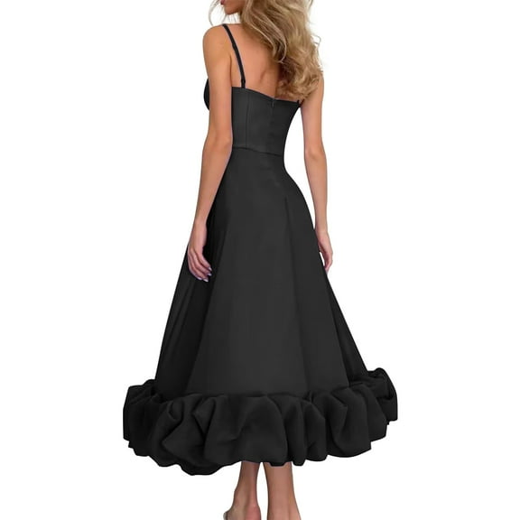 Baqcunre Women'S Formal Dresses Suspender Large Swing Party Dress For Women Summer Three Flower A Line Dress New Dress Elegant Womens Dresses Sundresses For Women Black Dress L