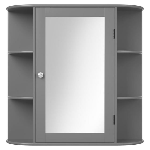 Pemberly Row Mount Wall Surface Bathroom Storage Cabinet Mirror Gray