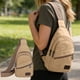 thumbnail image 5 of Bolsa cruzada unisex Mochila impermeable de lona con bandolera 30x17cm Bolsa de hombro individual con múltiples compartimentos para senderismo Viajes de uso diario Azul negro Verde claro Caqui marrón, 5 of 6