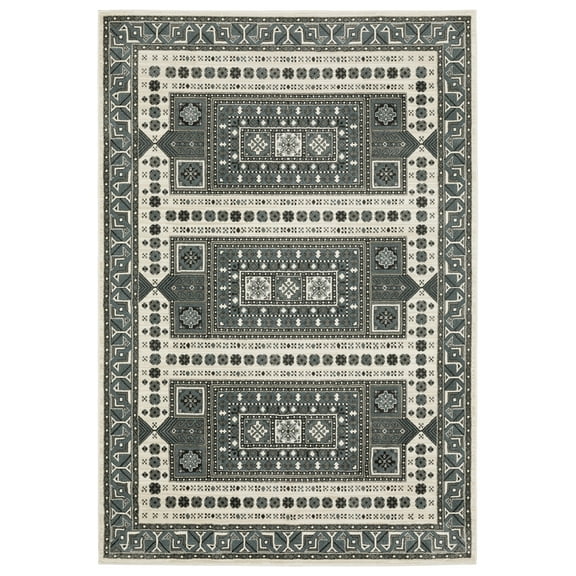 Woven Trends Marvel - RAY01 - Classic Persian Style, World Inspired Pattern, Pet & Family Friendly, Living Room, Dining Room, Office, Low Pile Polyester Area Rug in Grey - 10' x 13'