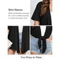 thumbnail image 3 of SHOWMALL Women's Plus Size Short Sleeve Cardigan, Black 3X Open Front Lightweight Kimono Jacket for Spring Summer Fall, 3 of 7