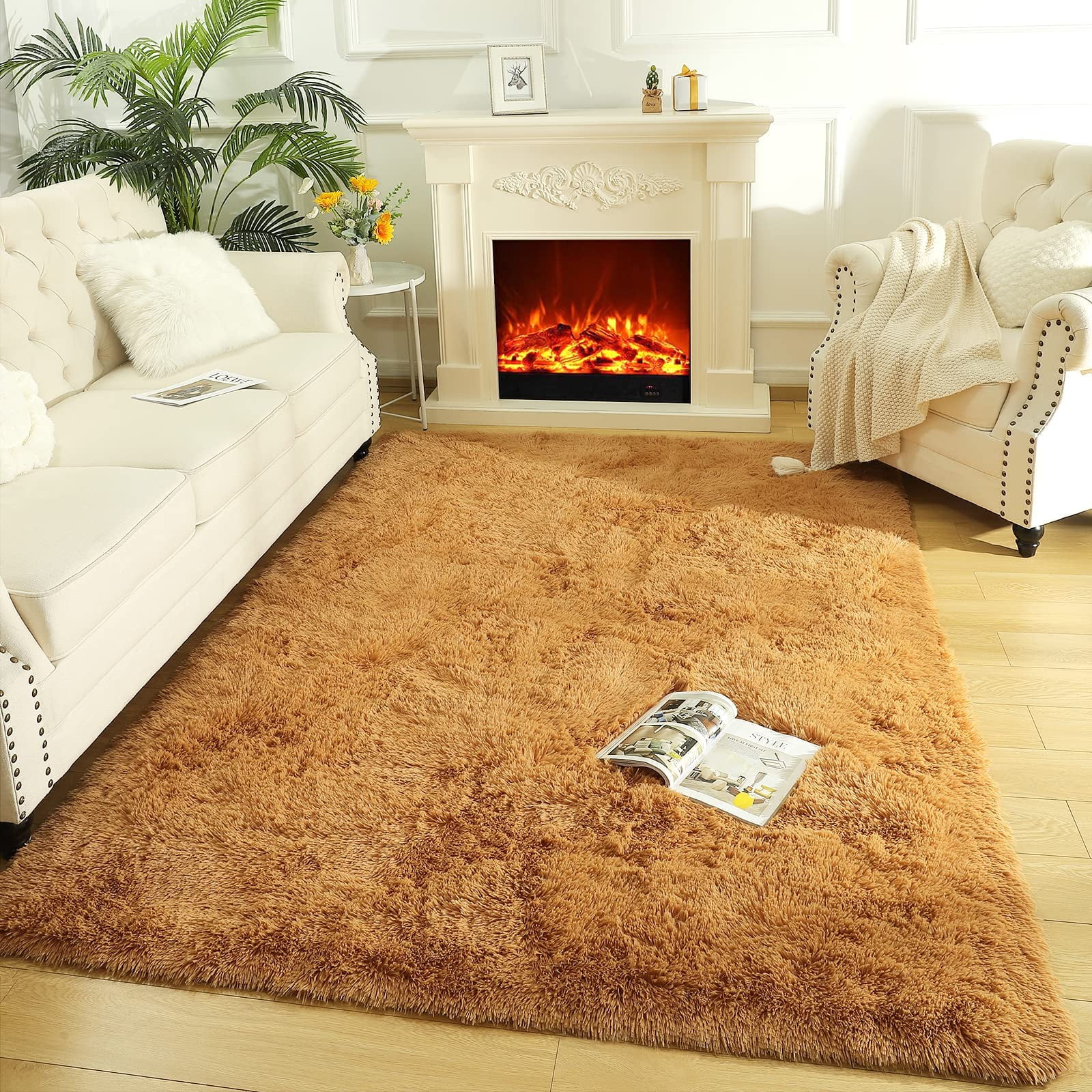 Noahas Luxury Fluffy Rugs Ultra Soft Shag Rug for Bedroom Living Room Kids Room, Children,6'x9',Khaki