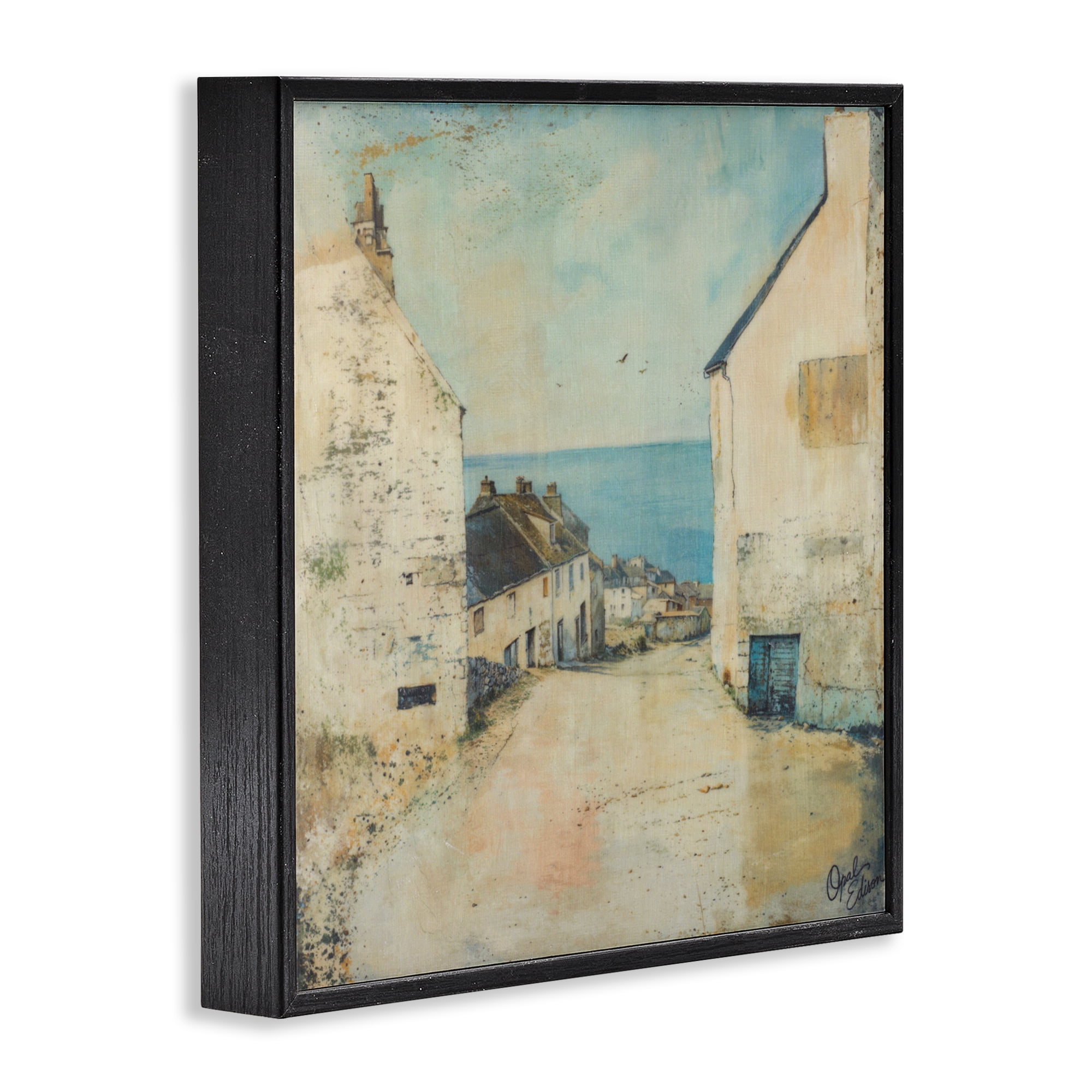 Stupell Industries Coastal Town Walk Black Framed Giclee Art, design by Opal Edison