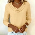 thumbnail image 4 of CUSTG Casual Blouses For Women Summer Solid Color Blouses For Dressy Cowl Neck Long Sleeve Eyelet Elegant School Work 2026 Shirts Birthday Tops, 4 of 6
