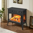 thumbnail image 5 of Upstreman Home 24" Freestanding Electric Fireplace Heater, 1000/1500W Retro Electric Stove 5200 BTU Space Heater with 3D Realistic Flame, Remote and Timer, Black, 5 of 11