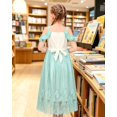 thumbnail image 5 of Girls Green Sleeveless Cold Shoulder Lace Casual Summer Dress Ankle Length 7 Years, 5 of 8