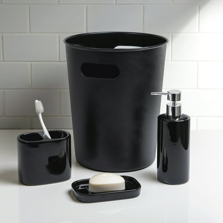 Mainstays Basic Ceramic Toothbrush Holder Rich Black Walmart