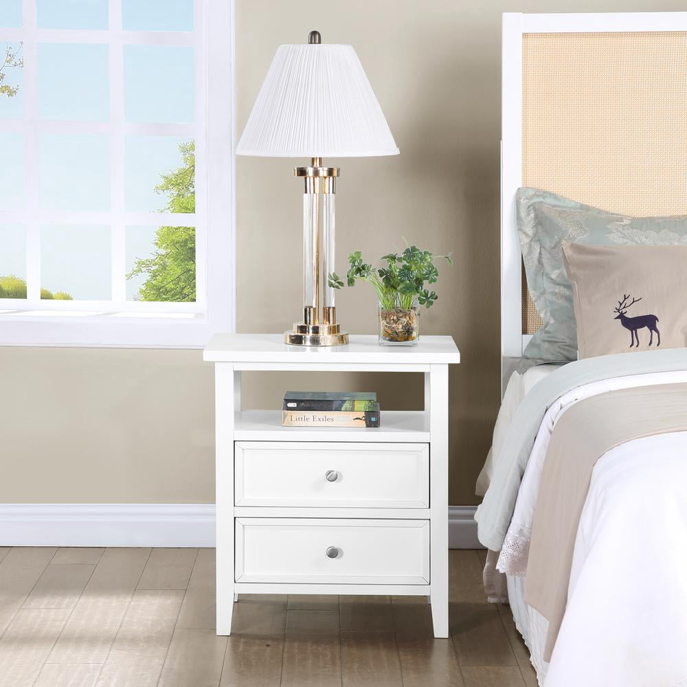 Comfort Pointe Walker White Wood 2-drawer Casual Storage Nightstand