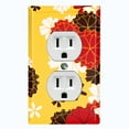 thumbnail image 1 of Metal Light Switch Plate Cover Japanese Flower Pattern Yellow Wallpaper FLW044, 1 of 13