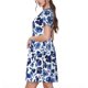 thumbnail image 2 of Balery Blue Ink Flowers Vestidos sueltos de manga corta para mujer, vestidos de verano 2025, vestidos casuales de corte A con vuelo., 2 of 6
