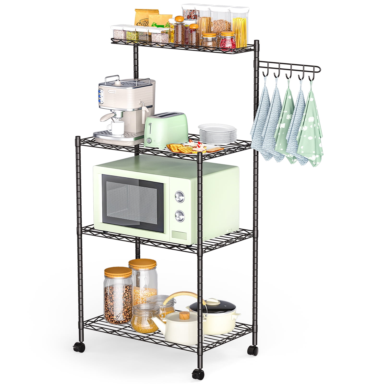 ZXMT 4 Tier Shelves Wire Shelving Kitchen Organization Storage Rack