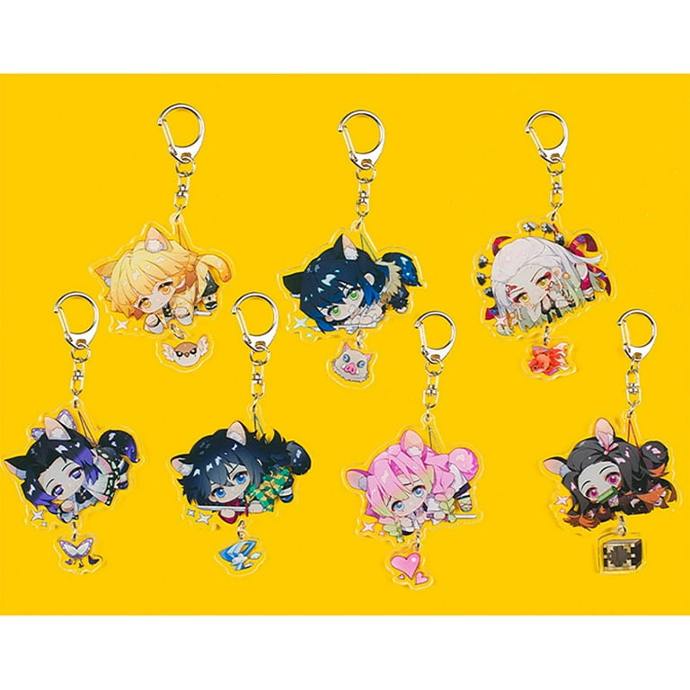 ZILEFSILK Cute Anime Demon Slayer Acrylic Figure Keychain Set Vision  Cosplay Stand Merch For Girls