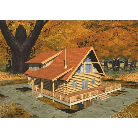 001-1021: Log Mountain 3 Bed, 2 Bath Luxury Home Plan, 2328 Sq Ft: Full Blueprints with License to Build by Home Plan Marketplace - Lesuto