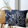 thumbnail image 6 of Summer Navy Blue Starfish Pillow Covers 18x18 Inch Set of 2 Beach Sea Coral Throw Pillowcase Cotton Linen Square Decorative Nautical Coastal Themed Cushion Cover for Sofa Bedroom Indoor Outdoor Party, 6 of 6