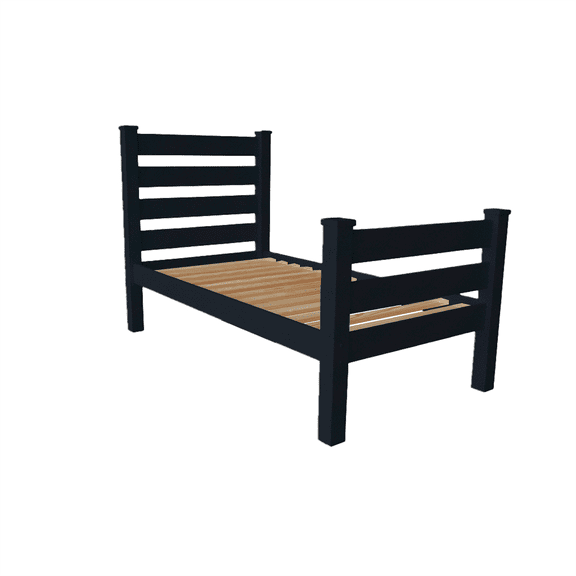 Versaloft Homestead Amish Heavy Duty Twin Wood Bed in Black Paint - Solid Pine Bed with Headboard and Footboard Made in the USA