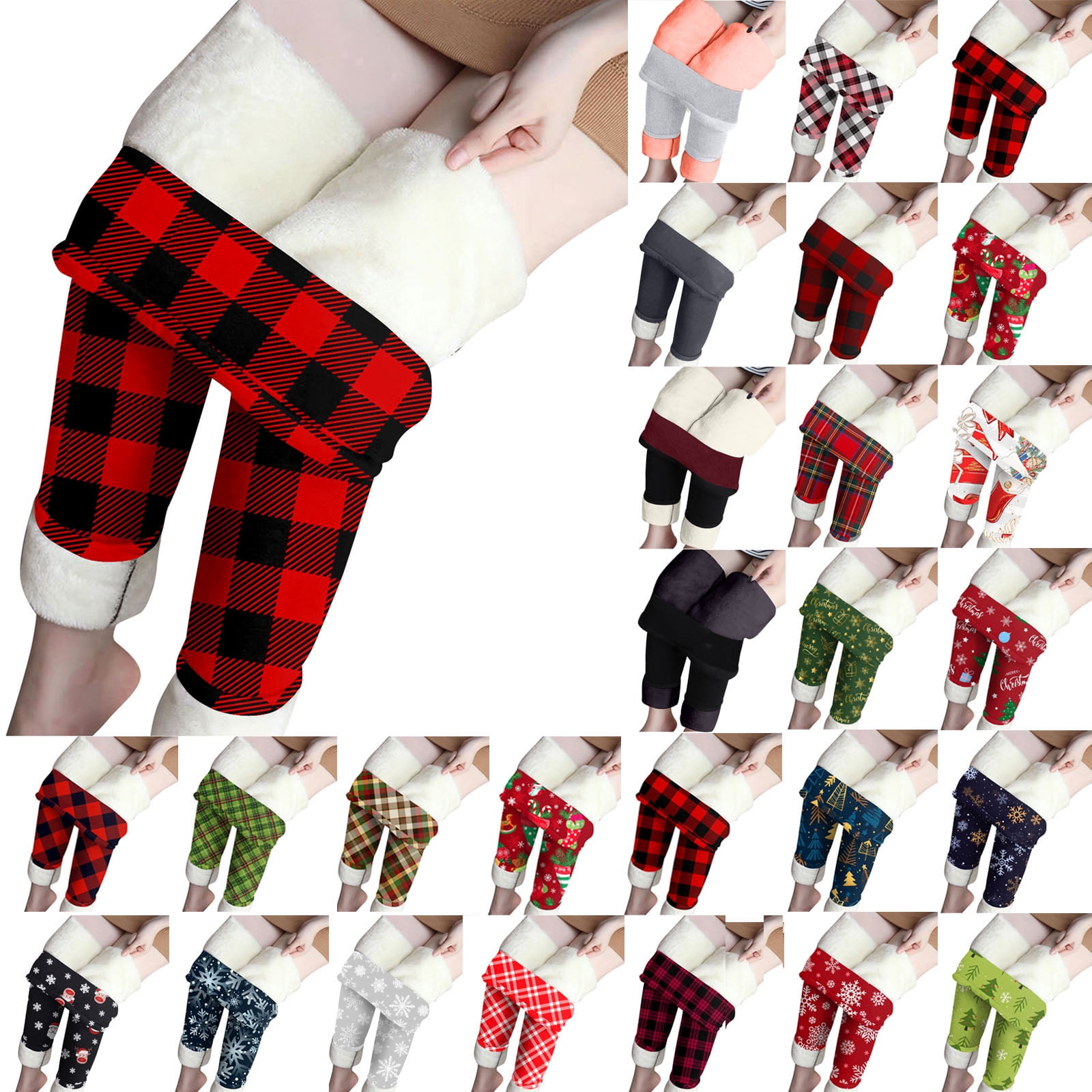 Winter Sherpa Fleece Lined Jeans for Women Fleece Lined Slim Stretch Warm Jeggings Christmas