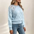 thumbnail image 6 of Edvintorg Sweaters for Women Crew Neck Casual Acrylic Knit Sweater Long Sleeve Lace Pullover Top Fashion Clothing Blue XL, 6 of 6