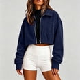 thumbnail image 2 of CHGBMOK Women Corduroy Cropped Jacket Lapel Zip Up Long Sleeve Casual Outerwear with Chest Pocket Loose Fit Y2K Short Coat, 2 of 5