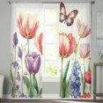 thumbnail image 2 of Spring Floral Sheer Curtains 96 Inches Long 2 Panels Set, Window Sheer Curtains for Living Room/Bedroom, Butterfly Flowers Summer Tulip Botanical Light Filtering Rod Pocket Curtain 52'' x 96'' x 2, 2 of 7