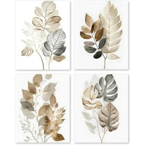 Botanical Wall Art Canvas Prints,Neutral Leaf Art Poster,Modern Gallery Wall Art,Living Room Aesthetics Wall Decor,Set of 4(8 * 10inch,Unframed).