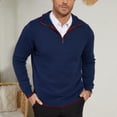 thumbnail image 2 of Pullover Sweaters for Men Quarter-Zip Long Sleeve Solid Casual Knit, 2 of 8