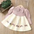 thumbnail image 3 of Godderr Girls Bow Tie Knit Dress for Kids Toddler Baby Long Sleeve Vintage Fashion Newborn Casual Dress Sweater Fall Dress, 3 of 6