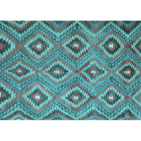 Ahgly Company Indoor Rectangle Southwestern Light Blue Country Area Rugs, 5' x 7'