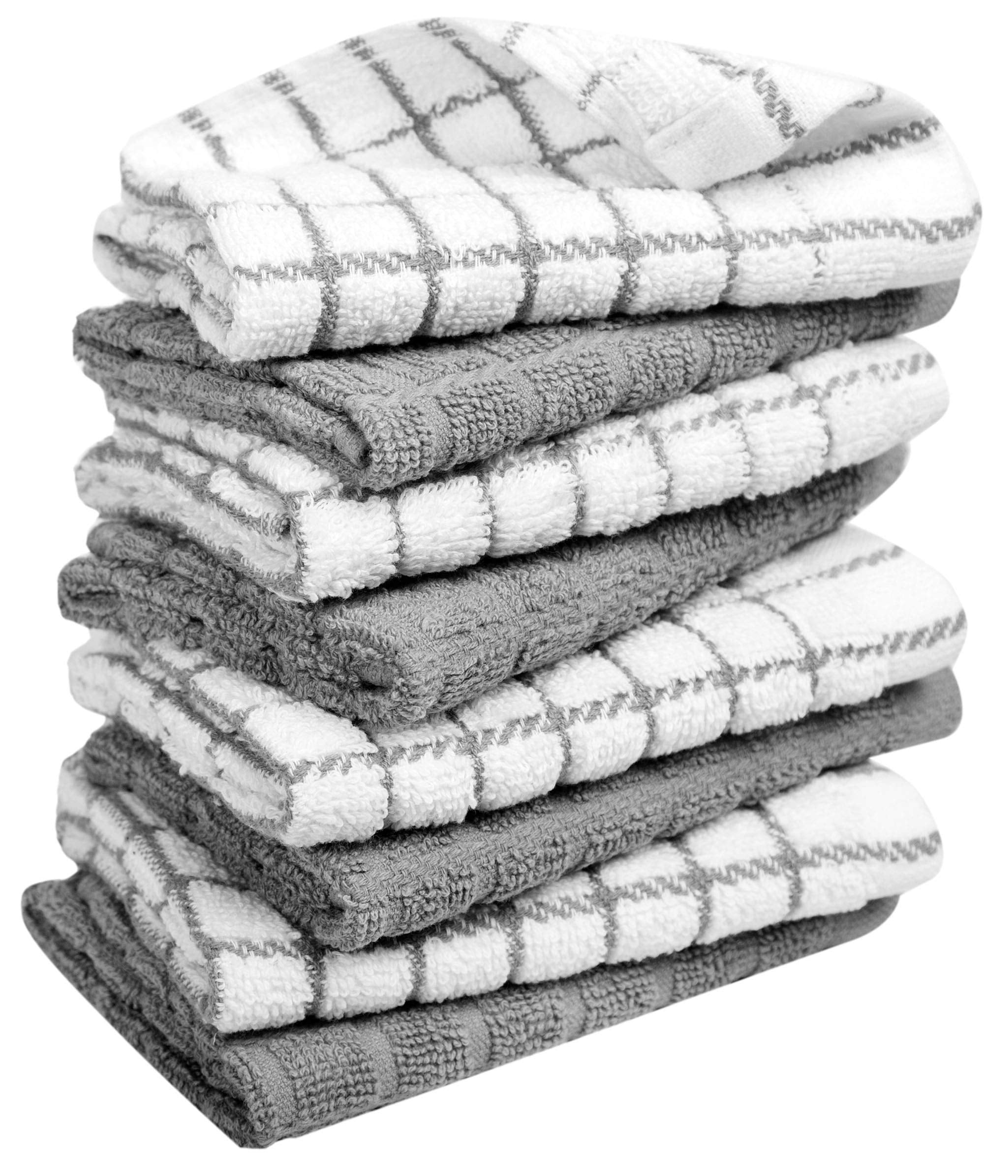 Dish Cloths 8 Pack 12x12 Inch 100% Cotton Kitchen Towels 405 GSM Soft Highly Absorbent Durable Cleaning Towels for Kitchen Aqua