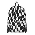 thumbnail image 3 of Black and White Wavy Checkered Backpack for School, Cute School Bag with Adjustable Shoulder Straps and Padded Back, 15.7"x11.8"x5.5", 3 of 5