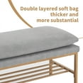 thumbnail image 5 of End of Bed Bench with Shelf Linen Upholstered Storage Shoe Bench Modern Bedroom Bench with Metal Legs for Living Room Entryway Dining Room Gray, 5 of 7