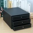 thumbnail image 4 of Caja de almacenamiento de archivos de cuero de tipo de escritorio de tipo cajón de 1pc (negro), 4 of 4