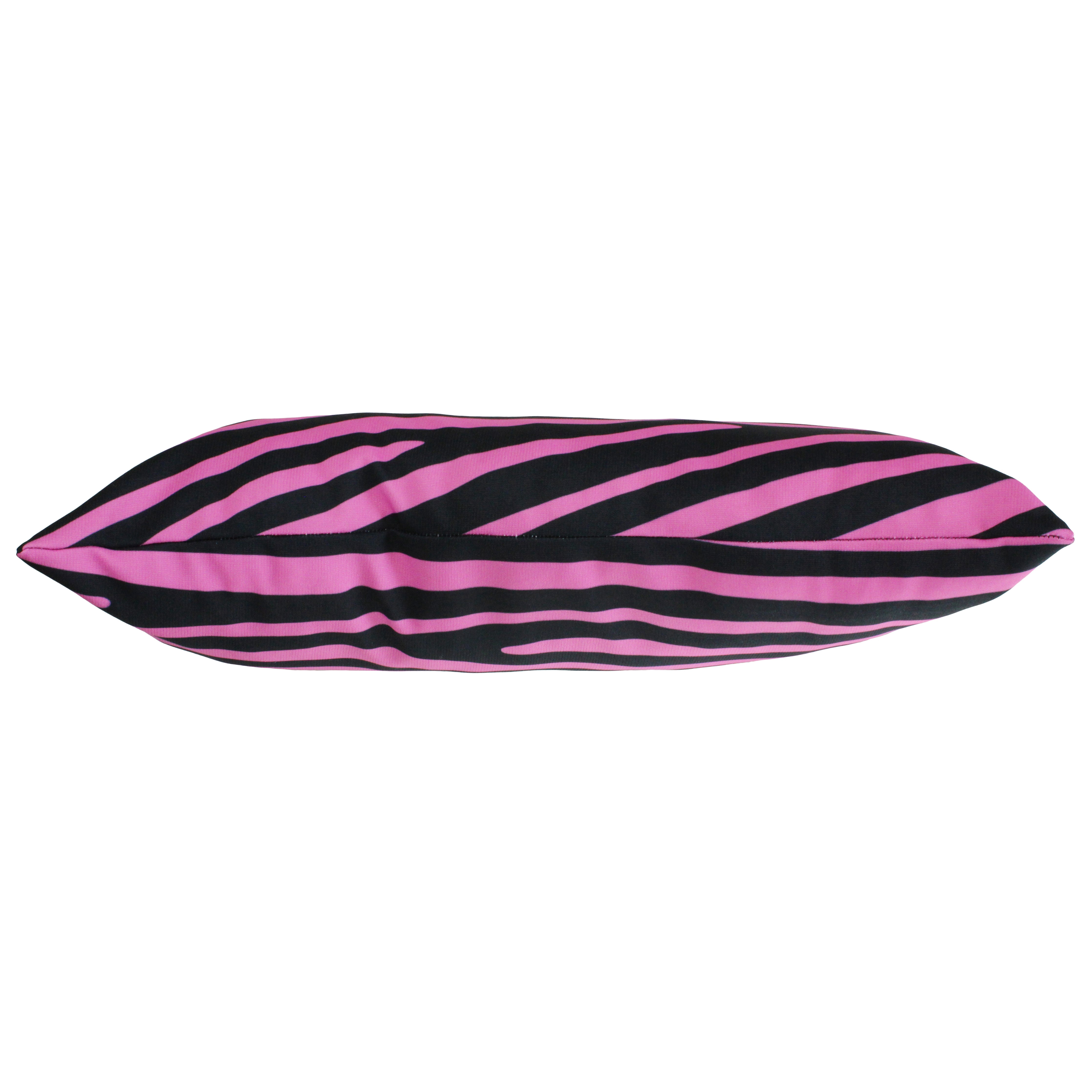 Everything Comfy Zebra Print Decorative Pillow, 16x6 Inch, Pink/Black,