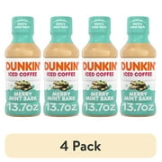 (4 pack) Dunkin' Merry Mint Bark Iced Coffee Single Bottle, 13.7 fl oz