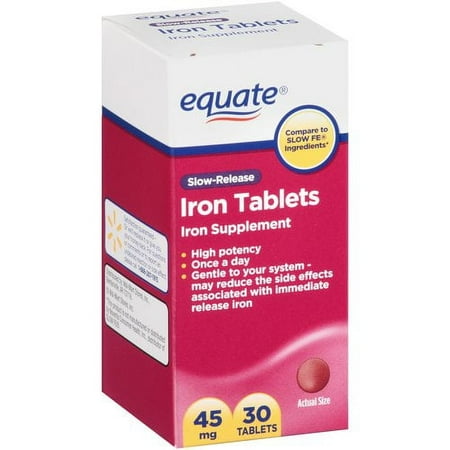 Equate Slow-Release Iron Tablets, 45mg, 30 Count