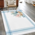 thumbnail image 2 of 3'x5' Rug for Living Room Bedroom, Blue Coastal Washable Area Rugs Non-Slip Carpet Mats, Nautical Starfish Eucalyptus Leaf Coral Striped Indoor Low Pile Area Rug Runner for Kitchen, Mudroom, 2 of 8