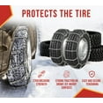 thumbnail image 5 of 2 Pair CAM Square Link Snow Tire Chain Compatible w/ 24.5" Rim Diameter & 11" Wide Car Pickup Low-duty Trucks SUV Tires, Emergency Tire Traction Grip Chains, 5 of 9
