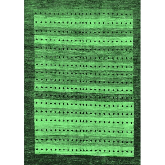 Ahgly Company Indoor Rectangle Abstract Emerald Green Modern Area Rugs, 8' x 12'