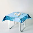 thumbnail image 2 of BalsaCircle 50" x 50" Turquoise Metallic Square Disposable Plastic Tablecloth Tables, 2 of 7