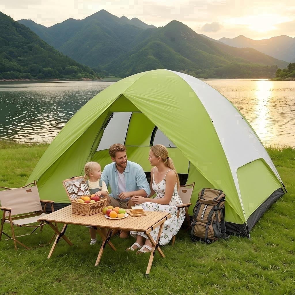 XL Camping Tents Outdoor 4-Person Heavy Duty Oxford Easy Set up Tent for Camp for Hiking Camp