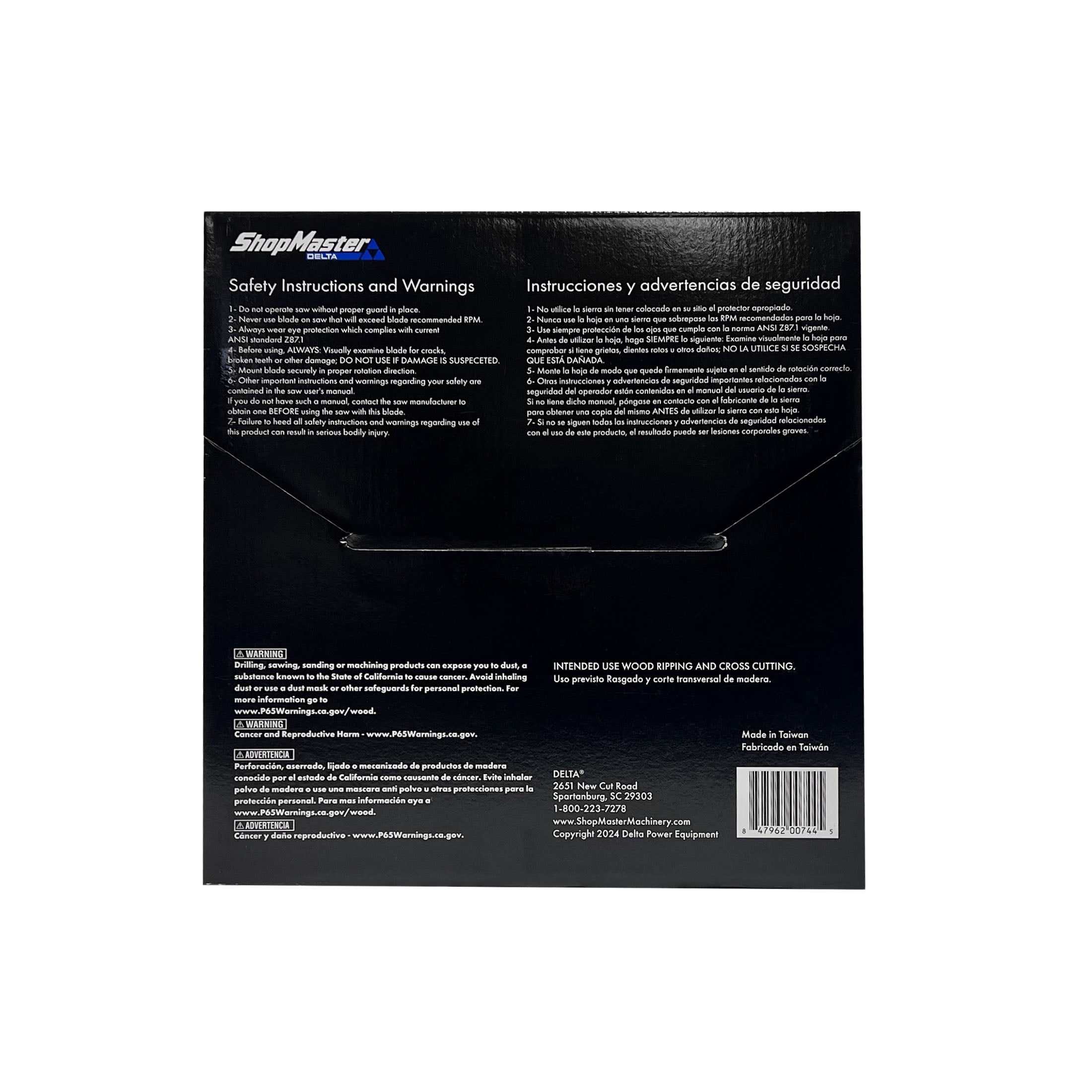 S36-1024T58 Delta ShopMaster 10 inch 24 Teeth Saw Blade