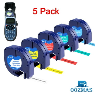 Oozmas 5PK Compatible for Dymo LetraTag Refills 91331 12mm Label Tape Plastic 1/2" for LetraTag Plus LT100H QX50