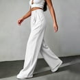 thumbnail image 4 of Miluxas Women's Plus Size Dressy Trousers Pleated Front High Waist Wide Leg Pants Business Casual Loose Trousers with Pockets for Work Commute White, 4 of 6