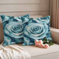 thumbnail image 2 of Blue Rose Pillow Covers 2 Pack Spring Romantic Flower Floral Plant Watercolor Pillowcase Waterproof Outdoor Throw Pillow Cover for Patio Garden Square Cushion 26”x26”, 2 of 9