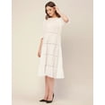 thumbnail image 6 of Moomaya Short Sleeves Round Neck Tiered Solid Cotton Dress -Women's Casual Dress, 6 of 9
