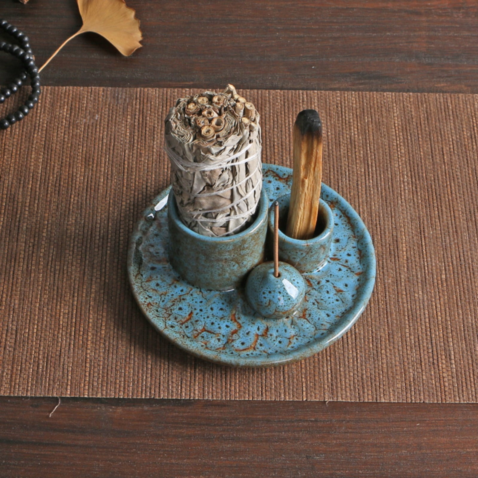 Multifunction Ceramics Incenses Holders Burners Tray Set for Meditations Space for Santo and Sages Incenses