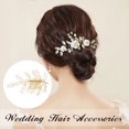 thumbnail image 5 of Peineta de pelo de novia dorada con pasador para accesorios de boda para novias, tocados de boda para novias y mujeres, 5 of 5