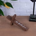 thumbnail image 2 of 10" Brown and White "NO GREATER LOVE" Laying Cross Shaped Tabletop Decor, 2 of 3