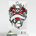 thumbnail image 1 of Rose Tapestry, Sketchy Revival Skull Big Red Heart Crossed Bones Wings and Leaves, Fabric Wall Hanging Decor for Bedroom Living Room Dorm, 5 Sizes, Black Vermilion Green, by Ambesonne, 1 of 1